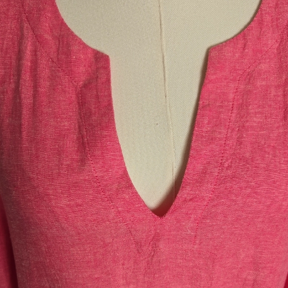 Lands' End Pink Linen Tunic Long Sleeve Preppy Beachy Swim Cover Up Coastal - Picture 4 of 7